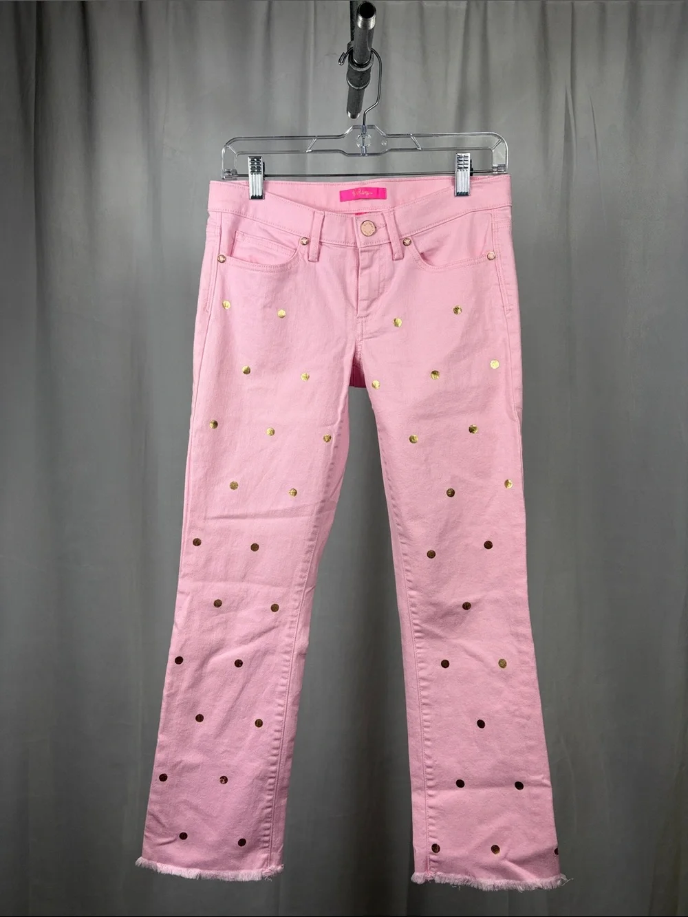 Lilly Pulitzer South‎ Ocean Crop Pink Tropics with Gold Metallic Dot.